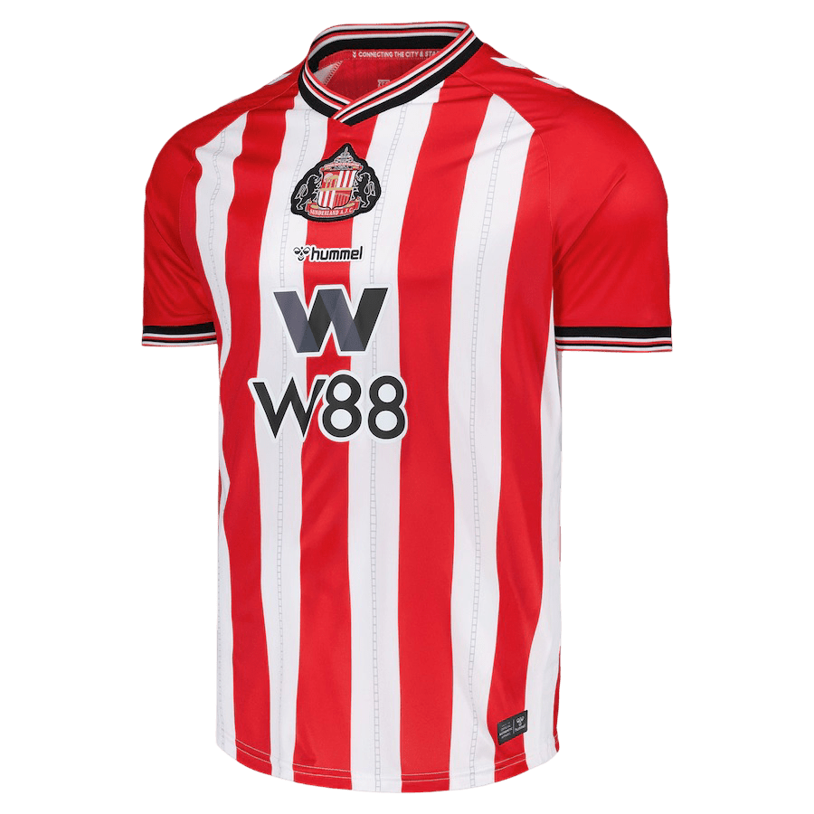 Sunderland football kit 25/26 fan version red white stripes w88 traditional black cats LEAKITS Store