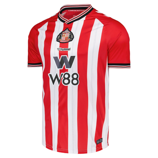 Sunderland football kit 25/26 fan version red white stripes w88 traditional black cats LEAKITS Store