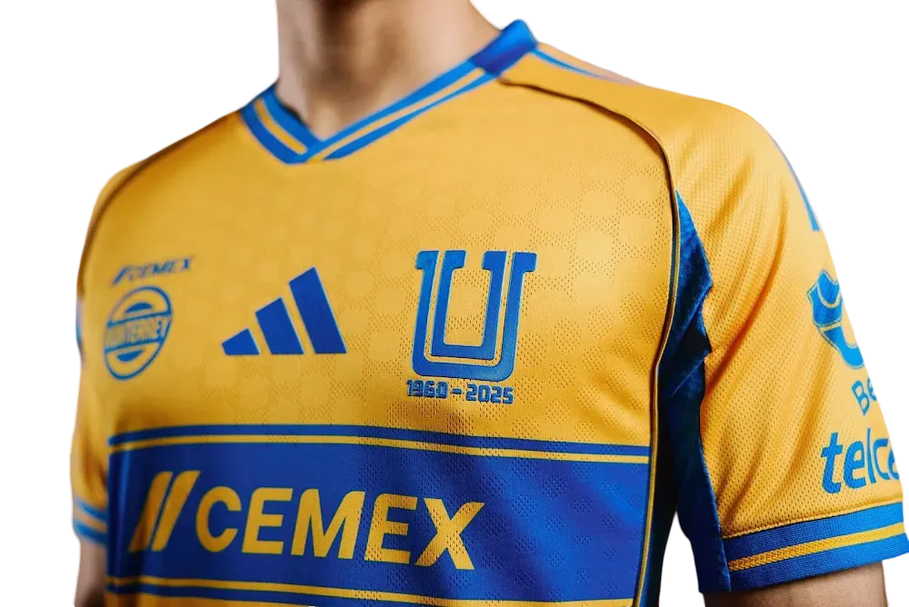 Tigres mexico jersey home fan version 25/26 gold blue distinctive construction heritage