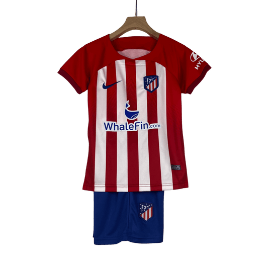 Atlético Madrid childrens jersey home 2023 24 red white stripes Rojiblancos passionate Metropolitano LEAKITS Store