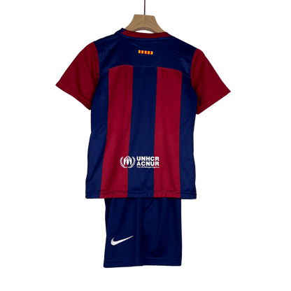 Barcelona jersey childrens home 2023/24 blue red stripes Culers family tradition