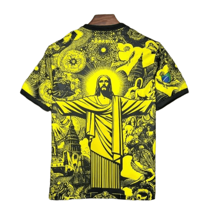 Special edition brazil jesus kit yellow christ redeemer religious football traditional